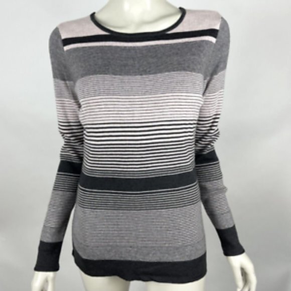 NIC+ZOE Sweaters - NIC+ZOE Striped Pullover Sweater Women M NWT Cotton Blend Long Sleeve Scoop Neck